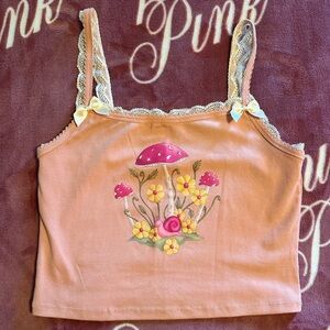 NWOT Coquette Mushroom Crop Top